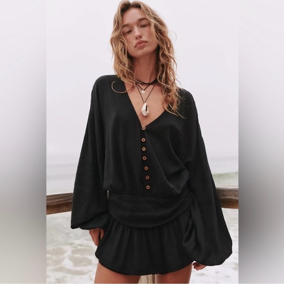 Free People Pants - Free People Carson Drop-Waist Romper Linen Blend